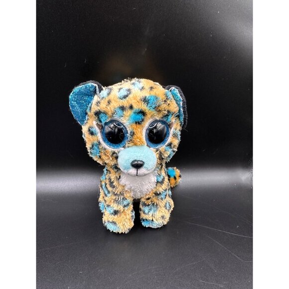 Ty Beanie Boo Cobalt Leopard Plush Stuffed Animal 6" Blue & Tan Spotted Toy - Picture 1 of 14